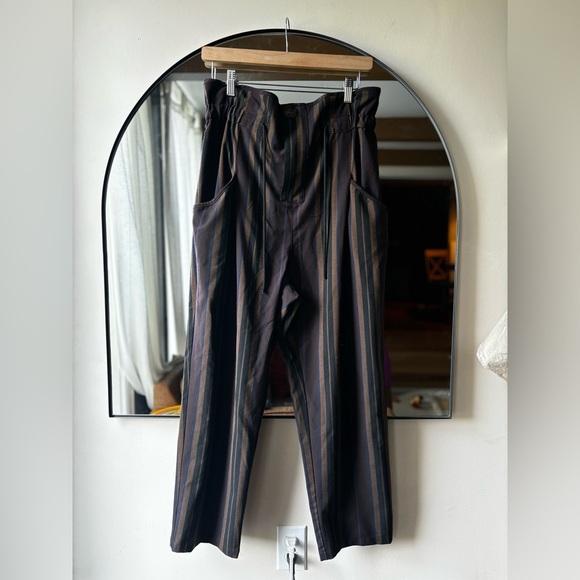 ZARA| High waited draw string striped pants | size large - Picture 10 of 10